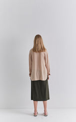 Relaxed Fit Linen Shirt Dress with Button Front and Midi Length for Everyday Elegance