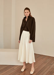 Elegant A-Line Silk Skirt with Fluid Drape and High Waistband for Effortless Day-to-Night Style