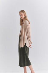 Relaxed Fit Long Sleeve Linen Shirt with Button Front and Drop Shoulder for Everyday Style