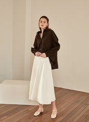 Elegant A-Line Silk Skirt with Fluid Drape and High Waistband for Effortless Day-to-Night Style