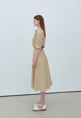 Crisp Linen Button-Up Shirt with Half Sleeves and Tailored Fit for Effortless Sophistication