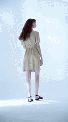 Short-Sleeve Linen Blazer Dress With Double-Breasted Front And Waist Belt Detail