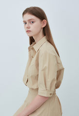 Crisp Linen Button-Up Shirt with Half Sleeves and Tailored Fit for Effortless Sophistication