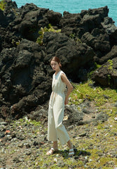 Sleeveless Linen Jumpsuit for Women with Drawstring Waist and Wide-Leg Fit – Breezy Summer Essential