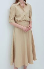 Crisp Linen Button-Up Shirt with Half Sleeves and Tailored Fit for Effortless Sophistication