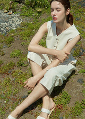 Sleeveless Linen Jumpsuit for Women with Drawstring Waist and Wide-Leg Fit – Breezy Summer Essential