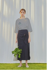 High-Waisted Linen Wrap Skirt With Front Tie Detail And Back Slit For Effortless Movement