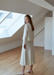 Elegant A-Line Silk Skirt with Fluid Drape and High Waistband for Effortless Day-to-Night Style