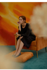 Women's Linen Button-Down Midi Dress with Long Sleeves and Waist Tie for Timeless Style