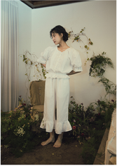 Nina Linen Cotton Ruffle Pants