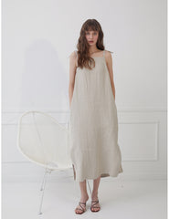 Relaxed-Fit Linen Shirt Dress With Side Tie And Curved Hemline