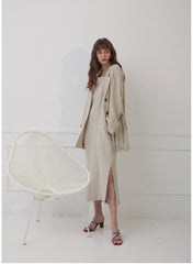 Relaxed-Fit Linen Shirt Dress With Side Tie And Curved Hemline