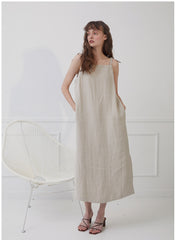 Relaxed-Fit Linen Shirt Dress With Side Tie And Curved Hemline