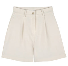 High-Waisted Linen Shorts with Pleated Front and Tailored Belt Loops