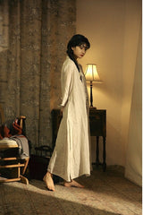 Marie Linen Cotton Long Sleeve Maxi Dress