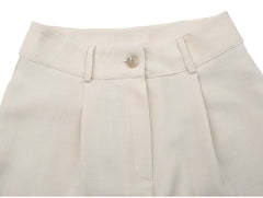 High-Waisted Linen Shorts with Pleated Front and Tailored Belt Loops