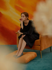 Women's Linen Button-Down Midi Dress with Long Sleeves and Waist Tie for Timeless Style