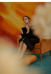 Women's Linen Button-Down Midi Dress with Long Sleeves and Waist Tie for Timeless Style