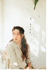 Vestido largo Elaine de lino y algodón con volantes