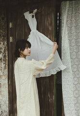 Vestido de manga larga de lino y algodón Laura