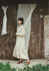 Laura Linen Cotton Long Sleeve Dress