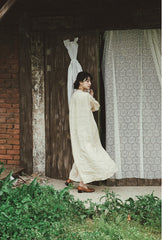 Vestido de manga larga de lino y algodón Laura