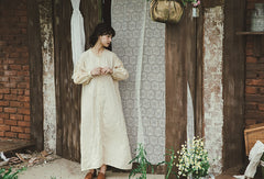 Vestido de manga larga de lino y algodón Laura