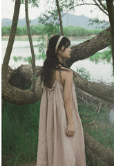 Vestido lencero de lino y algodón Marguerite