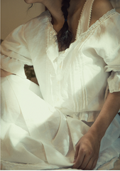 Nina Linen Cotton Puff Sleeves Blouse