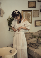 Nina Linen Cotton Puff Sleeves Blouse