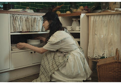 Vestido largo Claire de lino y algodón con mangas abullonadas