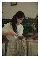 Vestido largo Claire de lino y algodón con mangas abullonadas