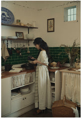 Vestido largo Claire de lino y algodón con mangas abullonadas