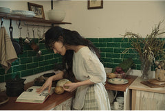 Vestido largo Claire de lino y algodón con mangas abullonadas