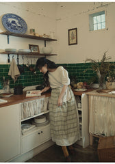 Vestido largo Claire de lino y algodón con mangas abullonadas