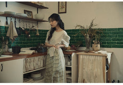 Vestido largo Claire de lino y algodón con mangas abullonadas