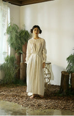 Vestido largo vintage de lino y algodón Tracy