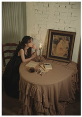 Vestido largo sin mangas de lino y algodón de romero