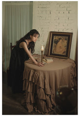 Vestido largo sin mangas de lino y algodón de romero