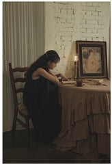 Vestido largo sin mangas de lino y algodón de romero