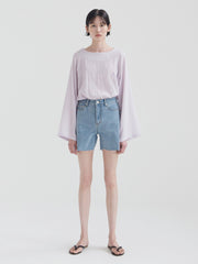 Relaxed Fit Linen Blouse with Flowy Long Sleeves and Soft Textured Finish for Effortless Elegance