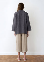 Women's Long Sleeve Linen Blouse – Wide Collar Pullover Top with Relaxed Silhouette and Soft Drape