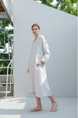 Elegant Sleeveless A-Line Linen Dress with Wide Straps and Flowy Silhouette for Women