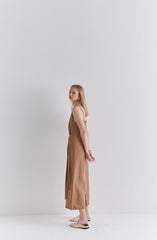 Elegant Sleeveless Belted Midi Linen Dress for Women – Summer Lightweight Casual Style