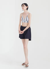 High-Rise Elastic Waistband Linen Shorts for Women With Relaxed Fit and Breathable Fabric