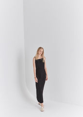 Sleeveless Linen Midi Dress with Waist Tie and Back Slit – Lightweight Summer Wear