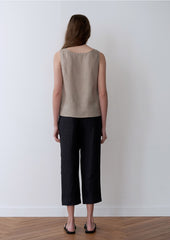 Women's Cropped Linen Pants – Relaxed High-Waist Trousers with Tapered Leg and Lightweight Feel