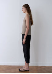 Women's Cropped Linen Pants – Relaxed High-Waist Trousers with Tapered Leg and Lightweight Feel