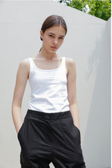 High-Rise Relaxed Fit Linen Pants with Elastic Waistband and Patch Pockets for Women