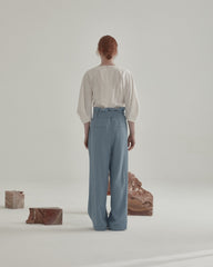 Relaxed-Fit Linen Blouse With Rounded Neckline And 3/4 Sleeves For Effortless Elegance